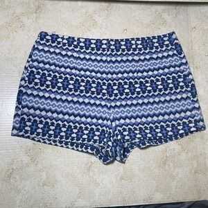 Forever 21 Womens Geometric Pattern Blue White Woven Short Shorts‎ Casual Beach